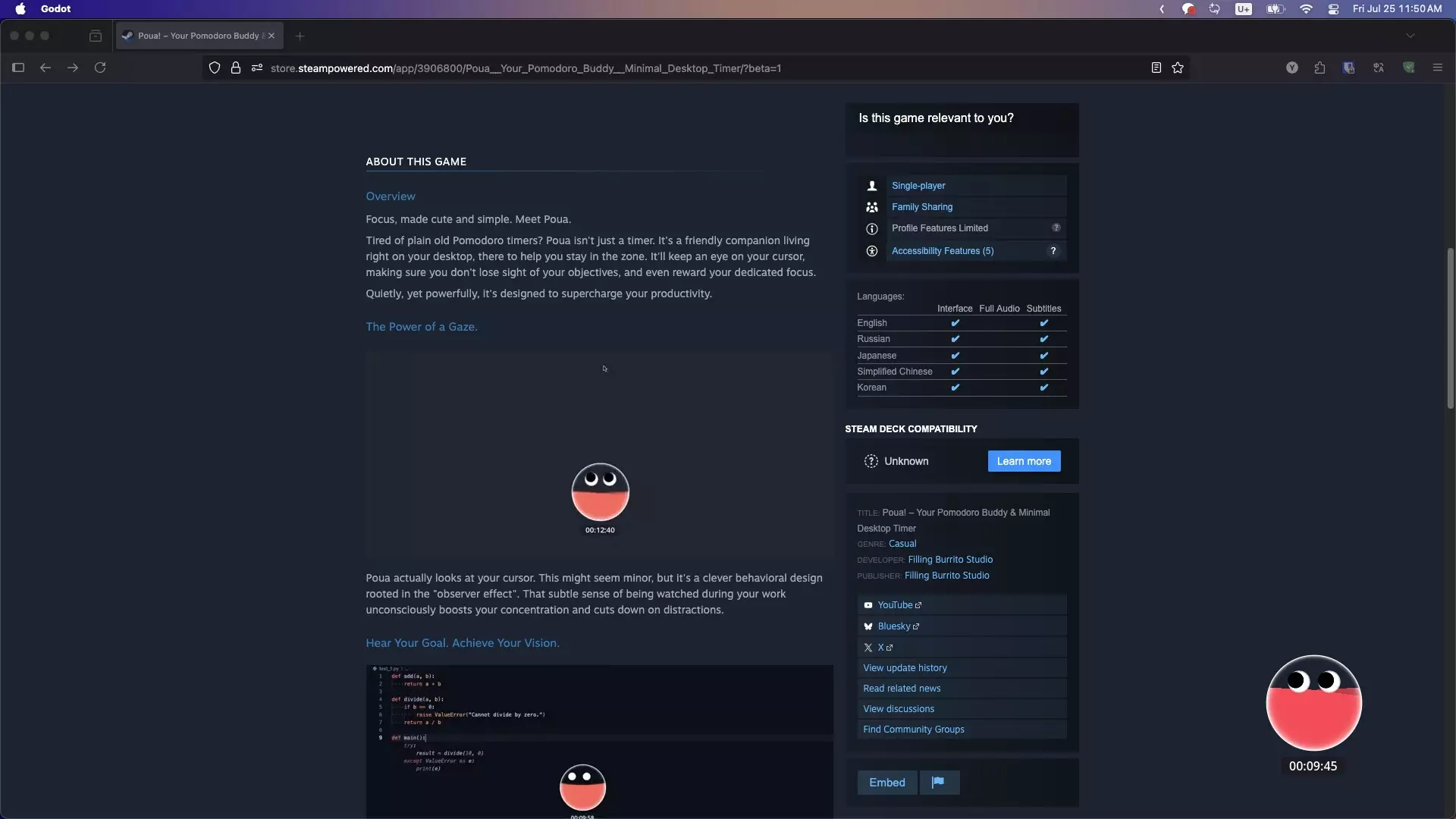 -Poua! – Your Pomodoro Buddy & Minimal Desktop Timer-游戏截图-好玩游戏库