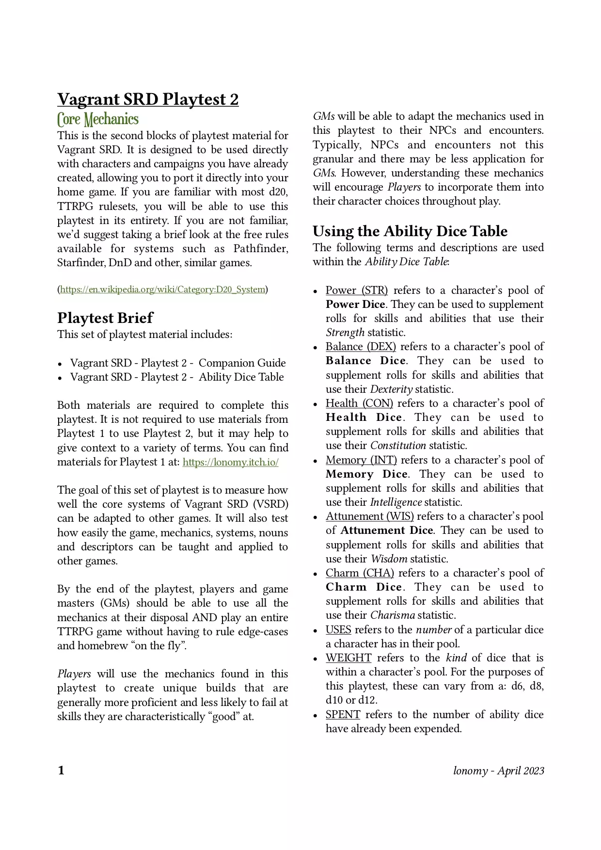 -Vagrant SRD - Core Playtest 2-游戏截图-好玩游戏库